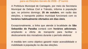Transporte Público Municipal Gratuito terá horários especiais no 2º turno das Eleições Gerais de 2026